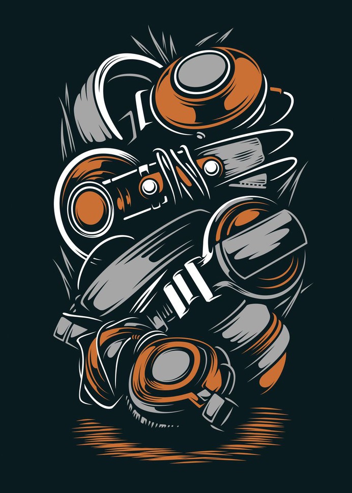 "Headphones" Poster Print on metal by Sam Kal
