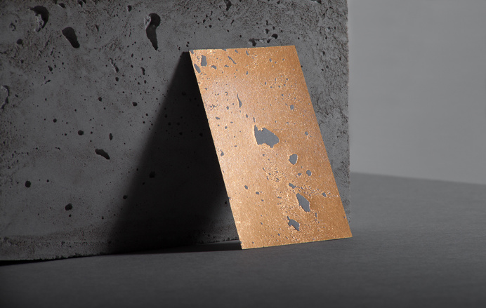 golden concrete business card architecture gold architect best modern minimal structure beton foil print printing technique beautiful design