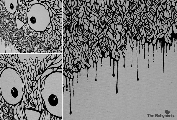 owl03 #white #owl #& #black #birds #illustration