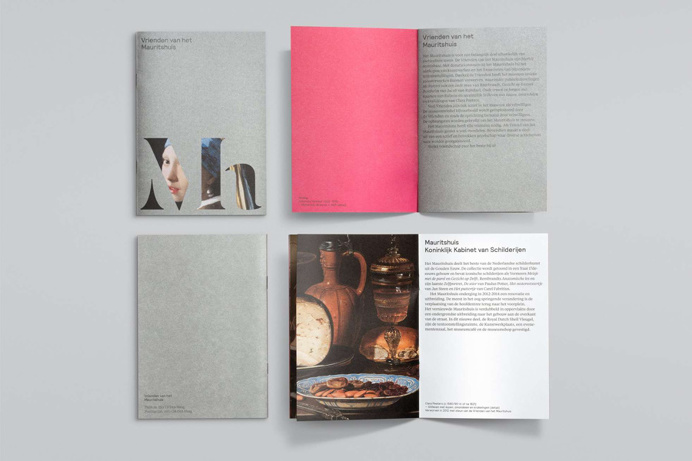 Monogram and print with metallic paper and spot colour detail designed by Dumbar for art museum Mauritshuis