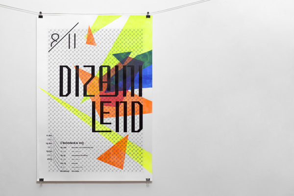 Designeyland / Dizajnilend on Behance #frame #croatia #fluorescent #portfolio #design #color #workshop #review #paint #triangle #behance #handmade #poster #acryl #type