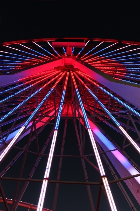 Holidays Photography #red #santa #lights #pier #night #wheel #spokes #ferris #blue #monica