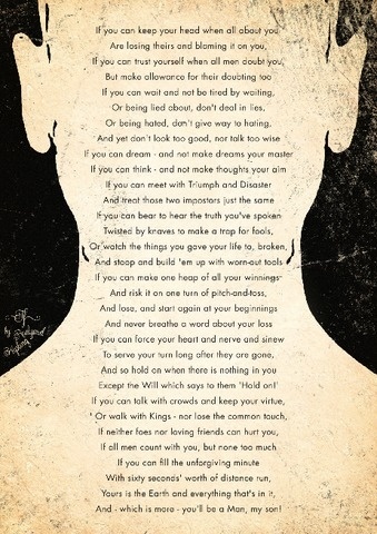 IF, Rudyard Kipling poster Futura 1 #letters #page #print #book #illustration #portrait #silhouette