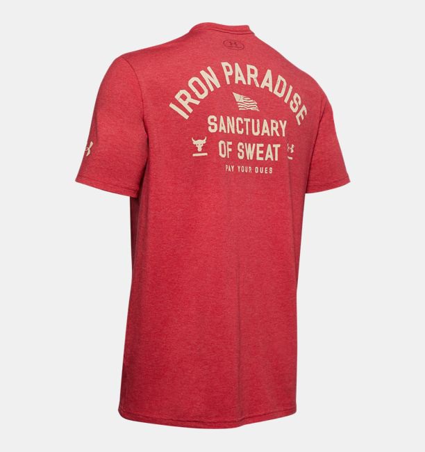 Men's Project Rock Iron Paradise Short Sleeve, Fraternity Medium Heather, , Fraternity Medium Heather, Click to view full size