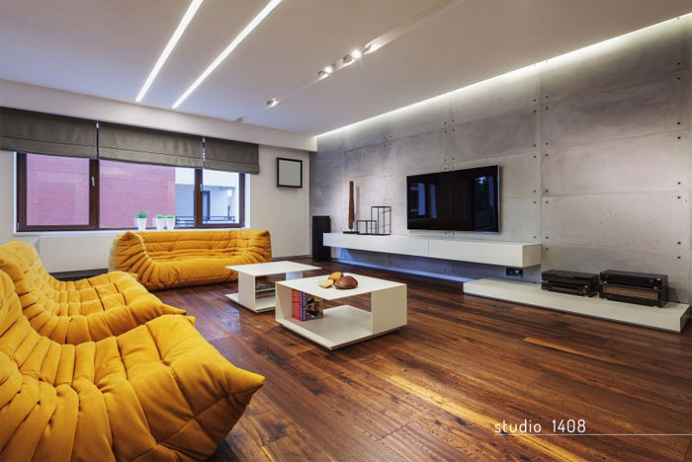 Dark, Deep Colored Contemporary Apartment