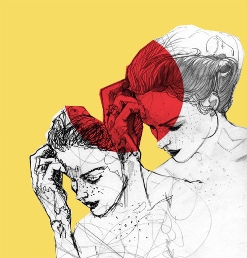 Tumblr #line #red #girl #louw #design #yellow #bryce #illustration #pen #maxeroo #pencil