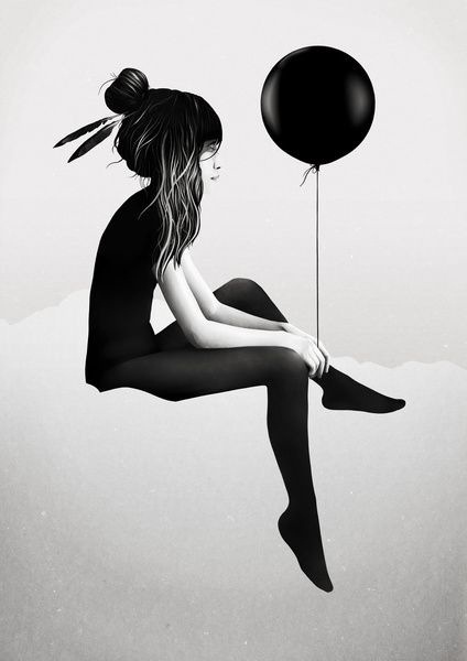 No such thing as nothing (Art print by Ruben Ireland). #illustration #black