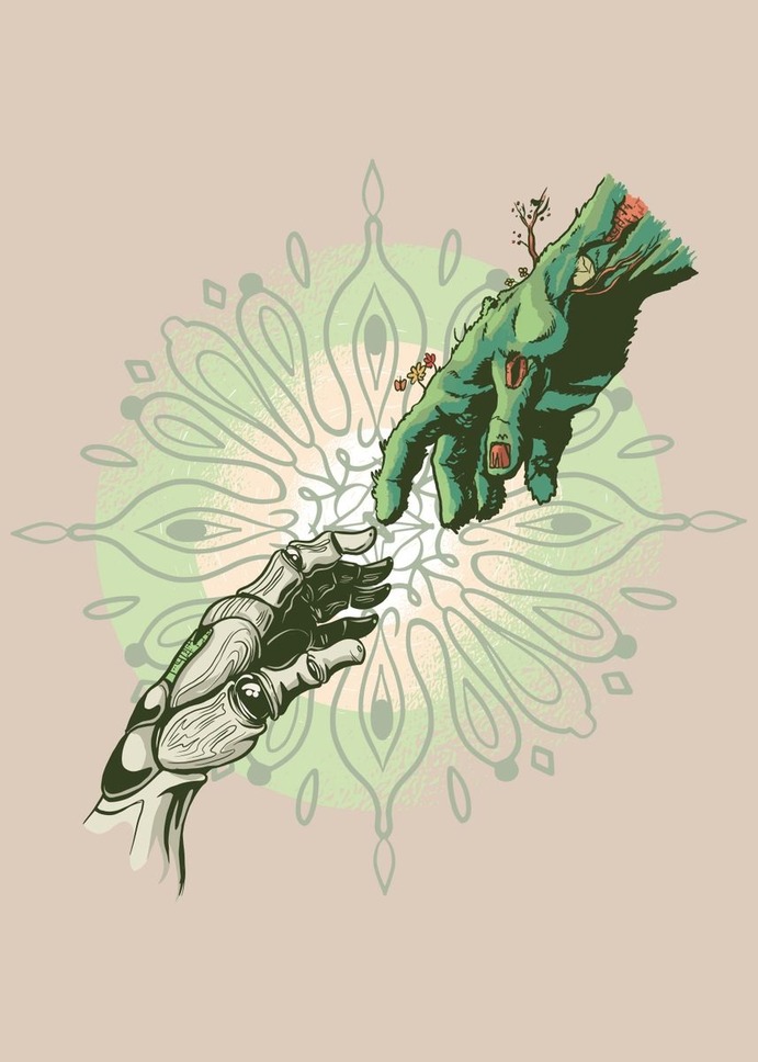 "Technology And Nature" Poster Print on metal by Sam Kal