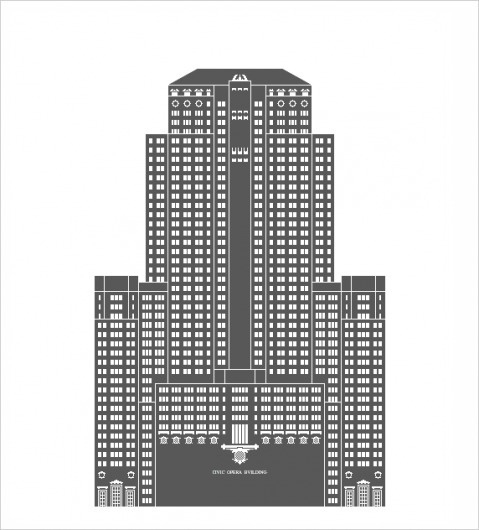 Building Architectural Illustration (mkn design - Michael Nÿkamp) #civic #chicago #opera #buliding