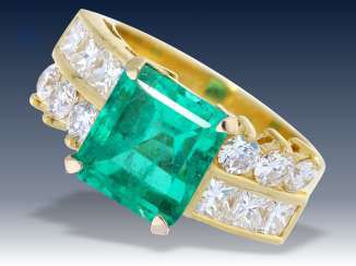 Ring: exklusiver Smaragd/Diamantring, vermutlich Columbien