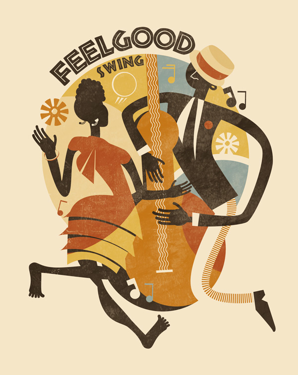Feel Good Swing Dance School #poster #vintage #swing #lindyhop #illustration #micheletenaglia