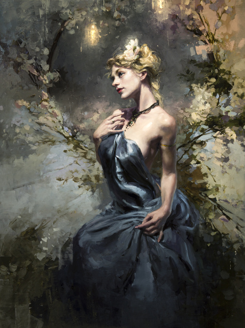 "Effloresce" 48 x 36 in. Oil on Panel #portrait #floral #woman #art