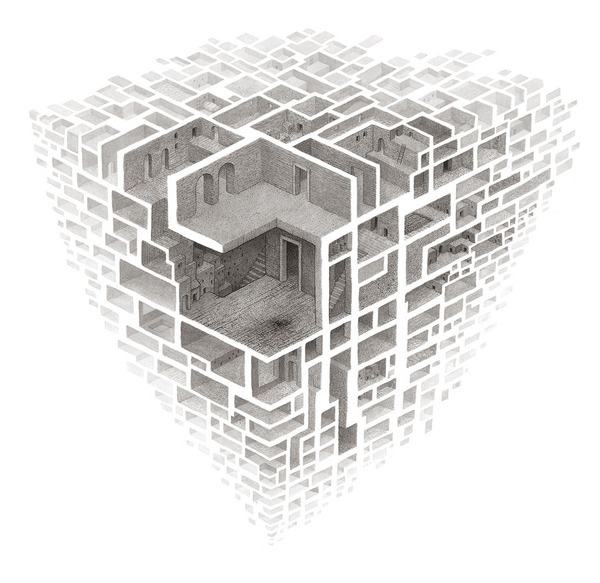 CJWHO ™ (Room Series by Mathew Borrett Born in 1972,...) #borrett #rooms #design #mathew #illustration #architecture #art #drawing