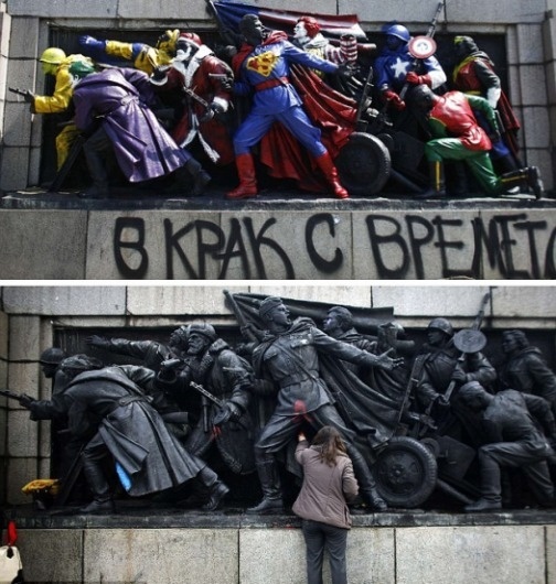 'Banksy of Bulgaria' Transforms Red Army Soldiers Into Superheroes - PSFK #graffiti