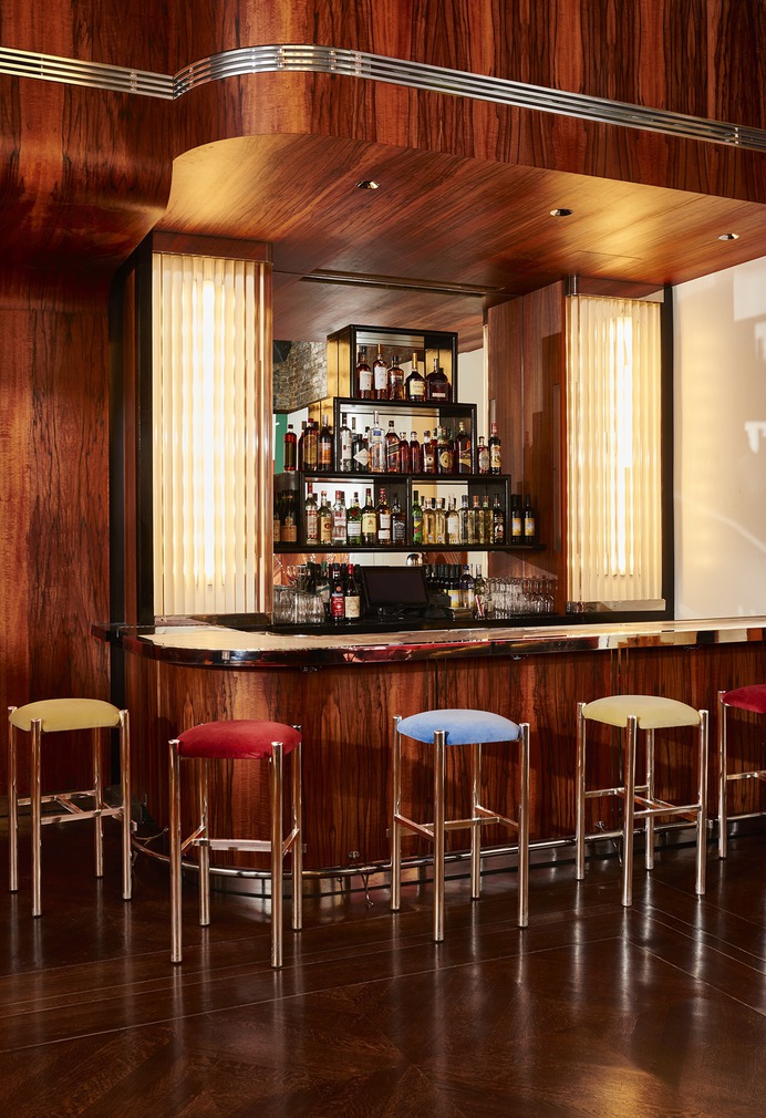 The bar design takes inspiration from Bemelmans Bar in New York and the Redwood Room in San Francisco.