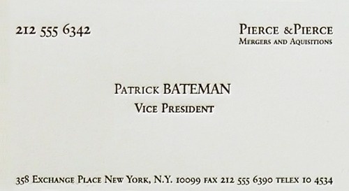 Patrick Bateman Card | My[confined]Space #card #business
