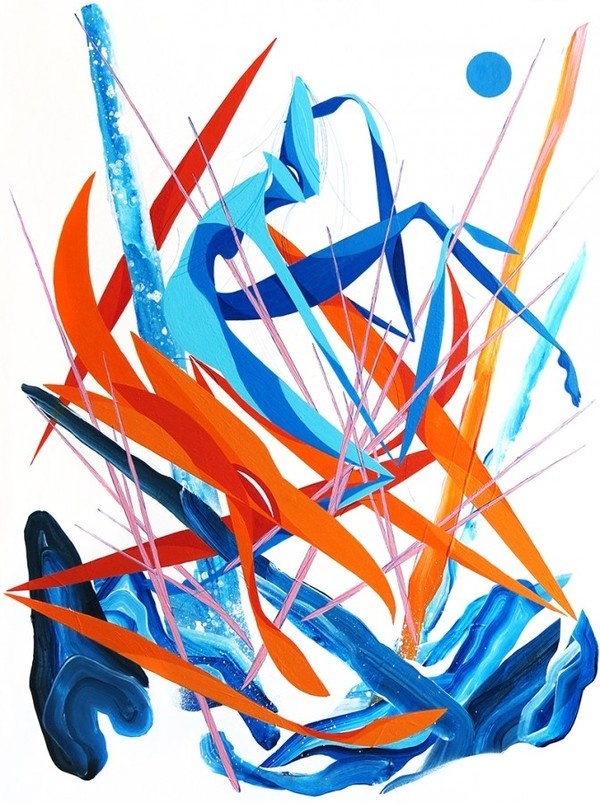 Entwine #abstract #lines #streetart #orange #shapes #artwork #art #painting #blue