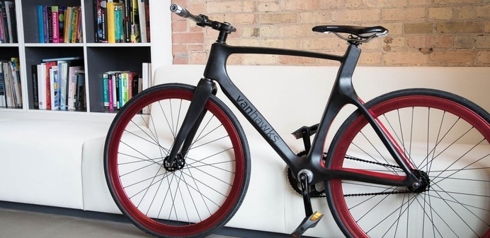 The first "connected" smart bike, the Vanhawks Valour, is a commuter with a lightweight yet strong carbon fiber frame. The bike works wi #frame #bicycle #connected #carbon #smart #bike
