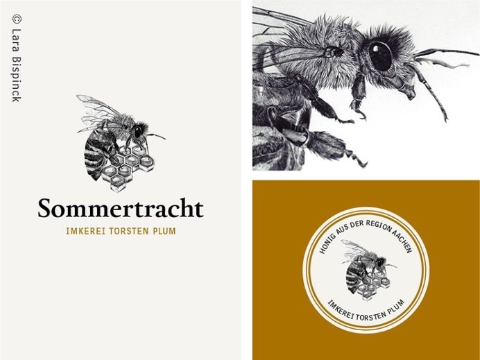 I've drawn a honey logo for a German beekeeper. #logodesign #honeycomb #bee #handdrawn #corporate design #label #graphic design #honeybee