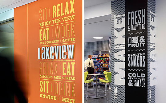 Novo Nordisk North American HQ. Designed by Poulin + Morris / www.enviromeant.com #graphics #wall