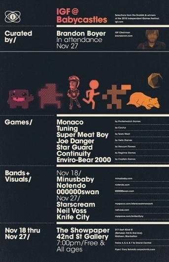 IGF @ Babycastles - Cory Schmitz #illustration #layout #poster #typography