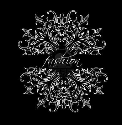 Black And White Fashion Leaves Ornate Quad Stock Photo #white #black #ornament #and #fashion