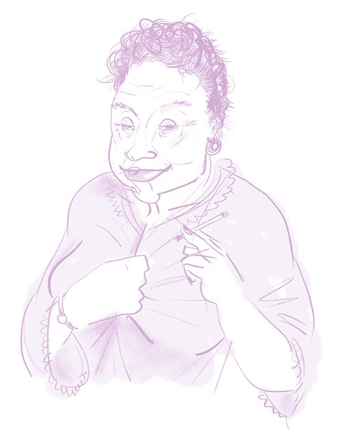 Aunt Anna's good advice #drawing #pink #cigarette #aunt #mature women #oldy #negligee #character