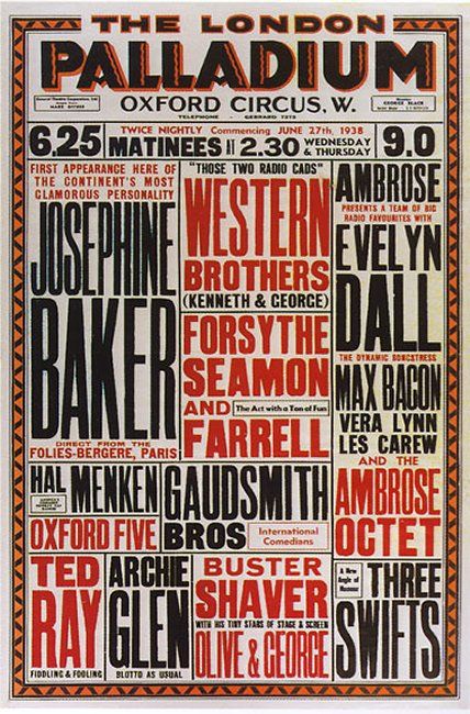 Vintage Theatre Poster - The London Palladium - 27 June 1938