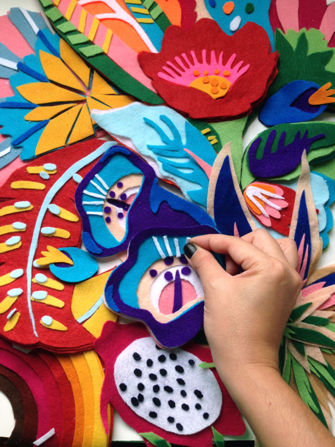 Tropicaliente series by Lhama www.lhama.net #felt #art #lhama #handmade #flower #floral #tropical