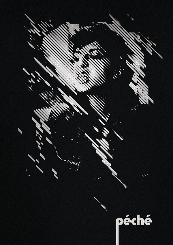 Typcut » péché #halftone #white #lines #typcut #graphic #black #poster #and