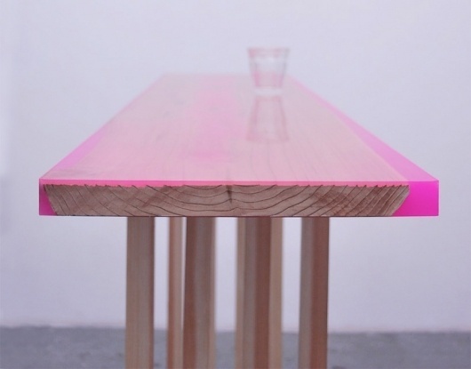jo nagasaka: flat table peeled at spazio rossana orlandi #pink #wood #resin #table