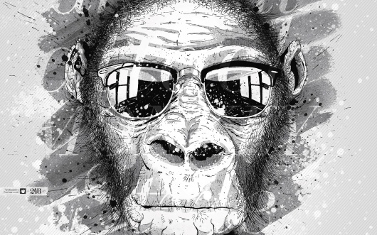 monkey_style-wallpaper_02_1920x1200.jpg (JPEG Billede, 1920x1200 pixels) #rayban #illustration #monkey