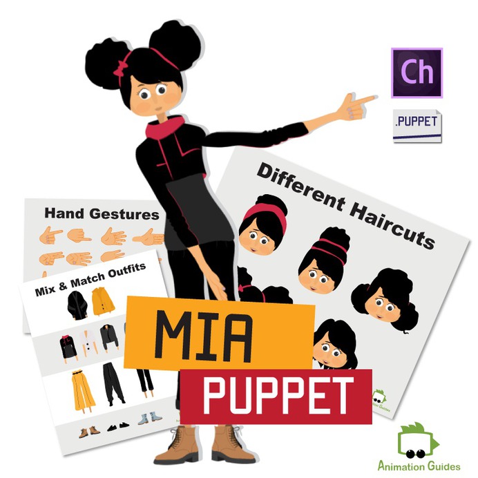 Mia female puppet for character animator