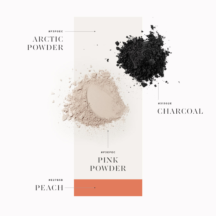 Presentation of Colours by Kommigraphics #colour #presentation #powder #arctic #pink #charcoal #typography