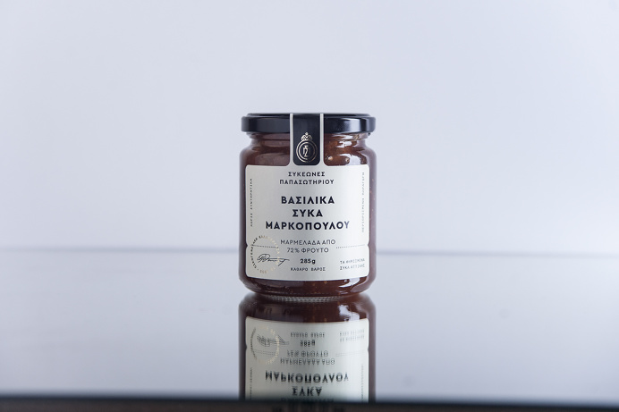 Sikeones Papasotiriou - Markopoulo Royal Figs Marmalade on Behance #packaging #jam #jar #label #minimal #typography #layout #greek #loonatiks #fig #marmalade