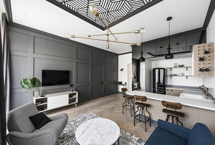 Vilnius Old Town Apartment with a Mix of Modern, Vintage and Industrial Style