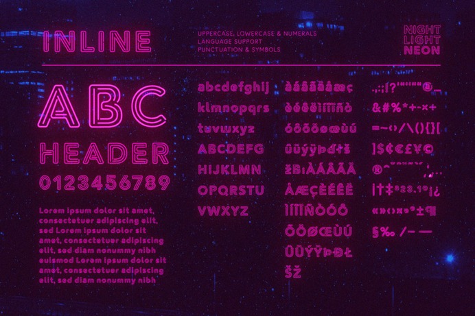Retro Neon Font Collection by Wing's Art Studio