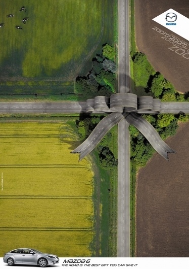 Mazda 6 Ads by Saatchi & Saatchi | Allan Peters' Blog #advertisement #land #street #terrain #photoshop #ribbon #car