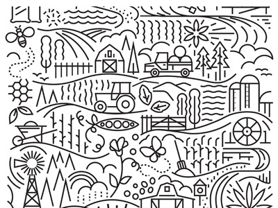 farm theme line illustration #pattern #illustration #line