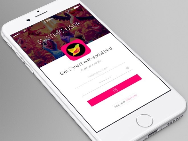 Social Bird : Free iOS App UI PSD