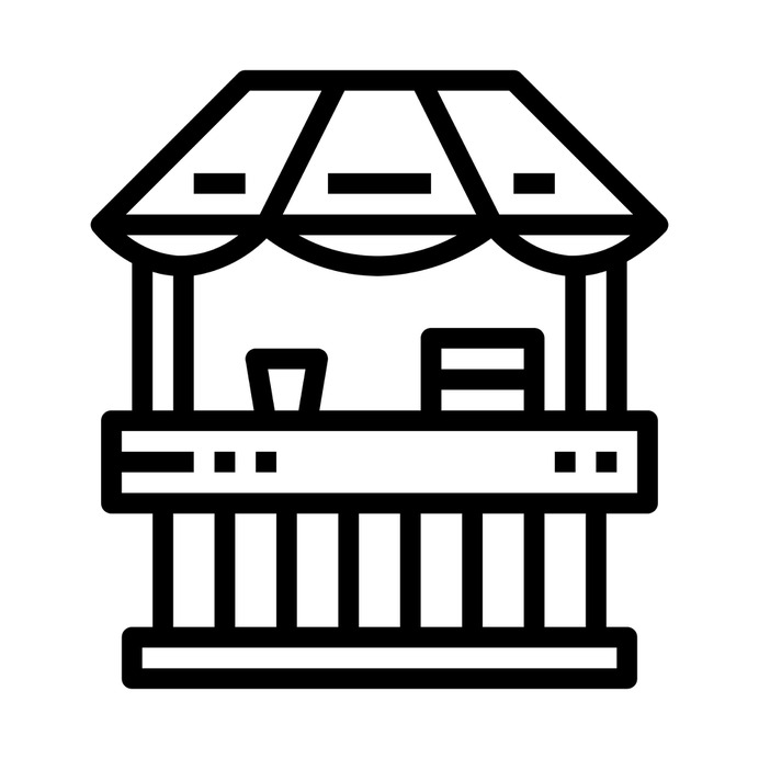 See more icon inspiration related to stand, stall, street, food stand, food and restaurant, food stall, carnival, urban, fast food, commerce and food on Flaticon.