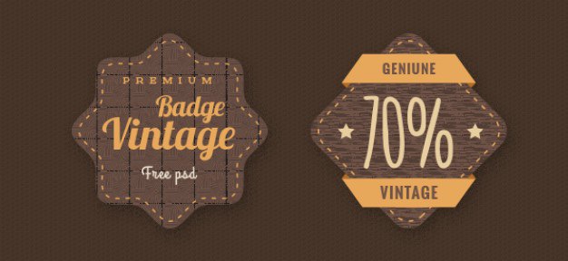 Vintage badges psd template Free Psd. See more inspiration related to Vintage, Label, Template, Badge, Badges, Price, Brown, Psd, Vintage labels, Vintage badge, Price label, Label vintage and Horizontal on Freepik.