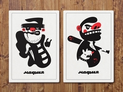 Dribbble - Mafia game. Characters for playing cards. by Dima Je #print #cards #character