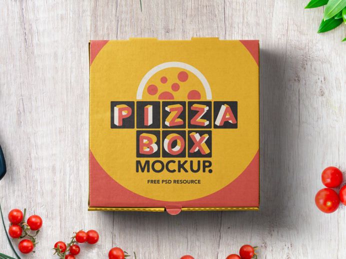 Free Realistic Pizza Box Mockup