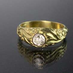 Exclusive brilliant solitaire ring: 0.6 - 0.65 carat, White/yellow gold 585/14 K, high-quality goldsmith and engraver work.