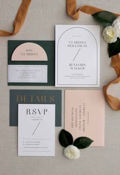 Wedding Stationery} Modern Blush, Emerald & Brass Wedding with a hint of Geometric Art Deco | Just My Type