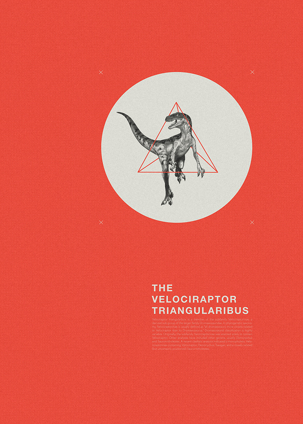 the velociraptor triangularibus #helvetica #poster #swiss #grid #flyer #geometry #triangle #circle #dinosaur #velociraptor #raptor