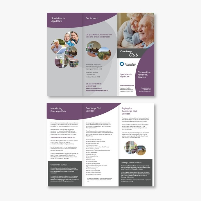 Chronos Care DL Tri-fold Brochure Design