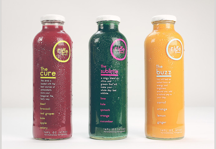 Ripe Juicery #juice #packaging #ripe #cleanse #color #complimentary