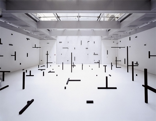 Esther Stocker #black and white #installation #lines #gallery